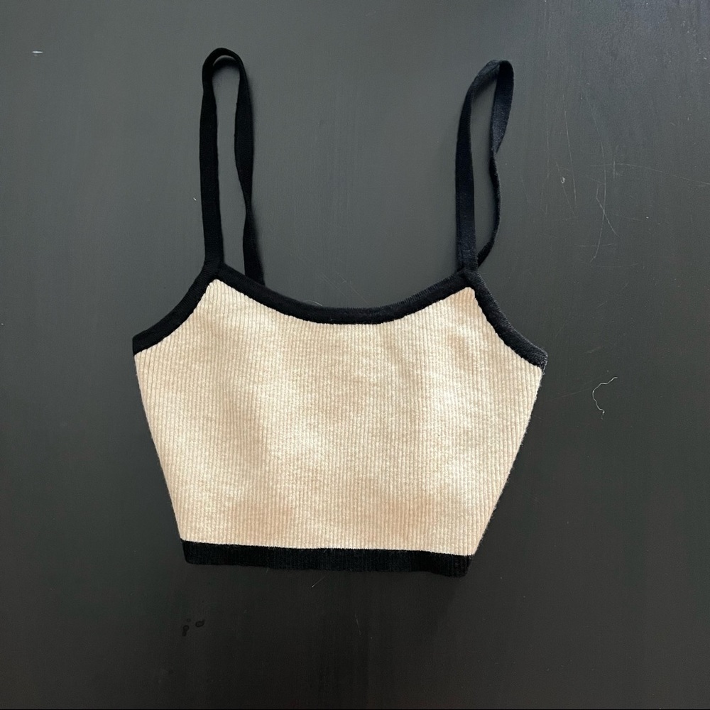 Black and Cream Cropped Tank